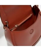 Sac bandoulière en Cuir Tess marron - 26x18x8 cm