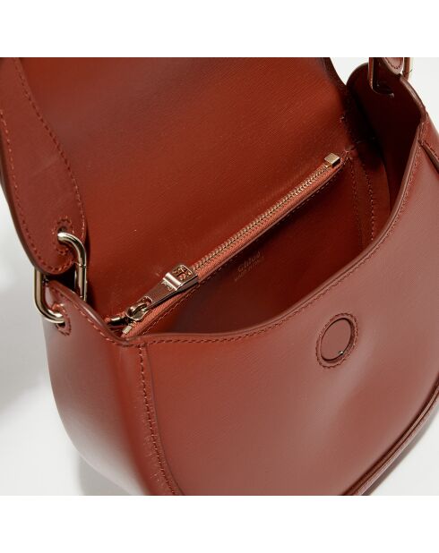 Sac bandoulière en Cuir Tess marron - 26x18x8 cm
