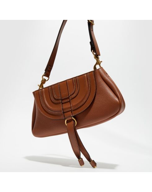 Petit sac porté épaule en Cuir Marcie marron - 20x20x9 cm