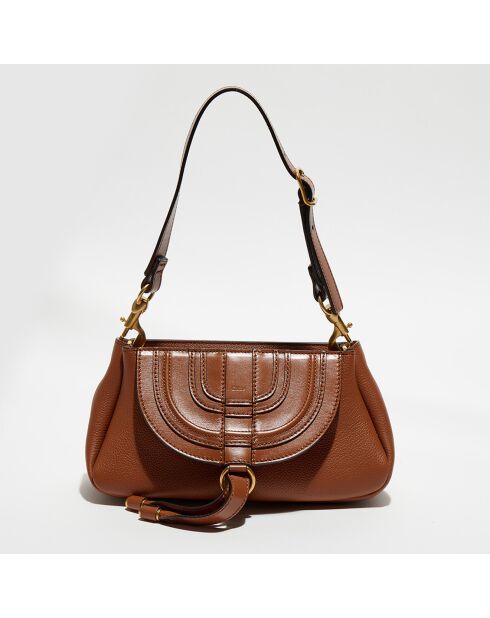 Petit sac porté épaule en Cuir Marcie marron - 20x20x9 cm