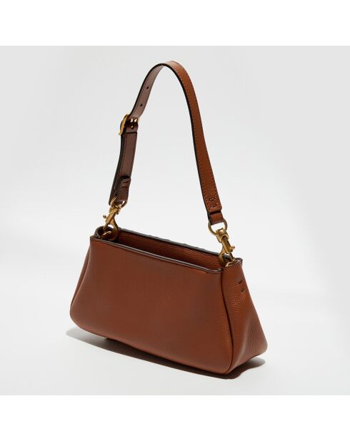 Petit sac porté épaule en Cuir Marcie marron - 20x20x9 cm