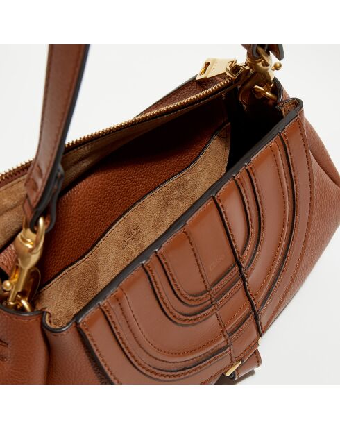 Petit sac porté épaule en Cuir Marcie marron - 20x20x9 cm
