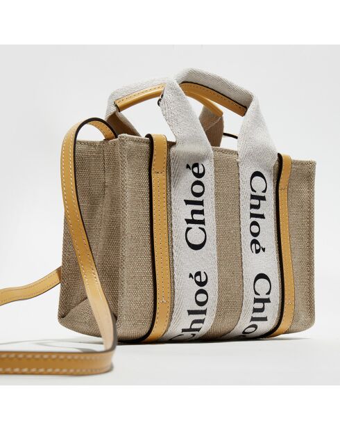 Petit tote bag Woody miel or - 26x20x8 cm