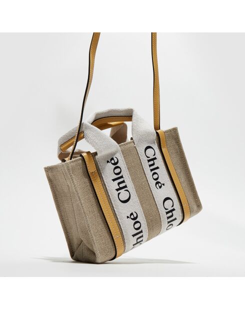 Petit tote bag Woody miel or - 26x20x8 cm