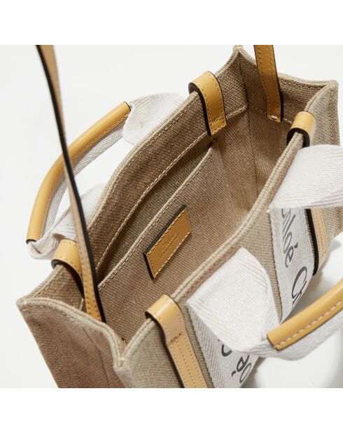 Petit tote bag Woody miel or - 26x20x8 cm