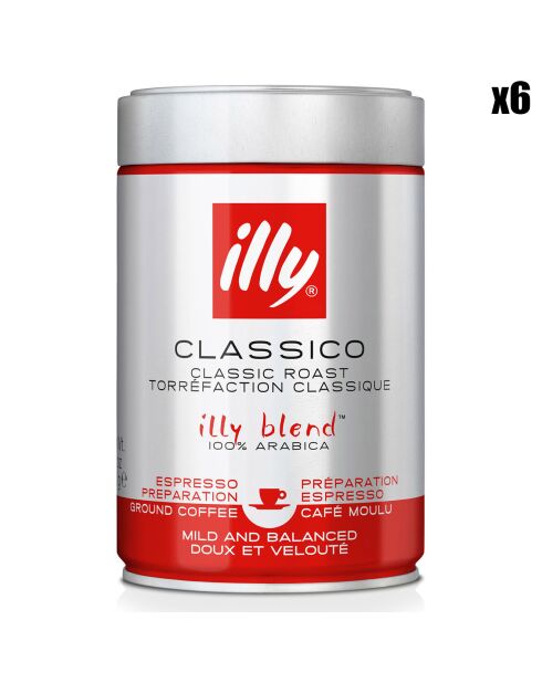 6 Boîtes de Café Moulu Préparation Espresso Torréfaction Classique - 6x250 gr