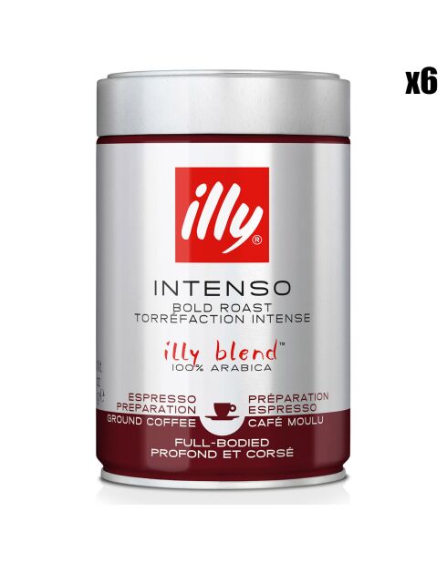 6 Boîtes de Café Moulu Préparation Espresso Torréfaction Intense - 6x250 gr