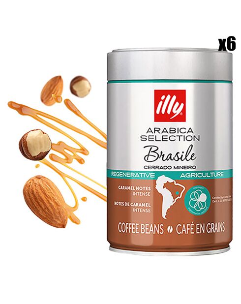 6 Boîtes de Café Grains Arabica Sélection Brasile - 6x250 gr