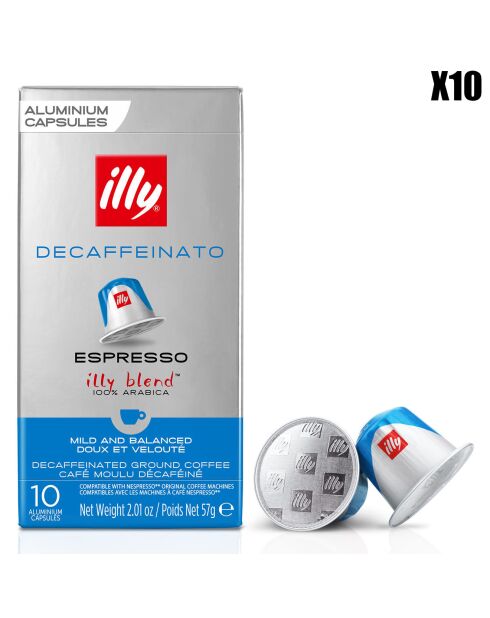 10 Boîtes de 10 Capsules Compatibles Décaféiné - 10x57 gr