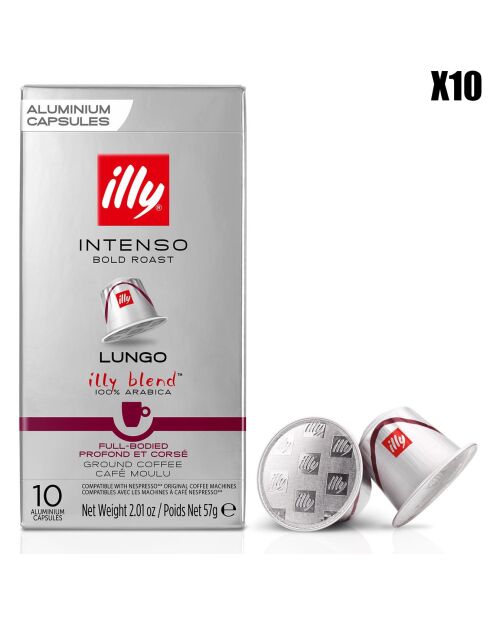 10 Boîtes de 10 Capsules Compatibles Intenso Lungo - 10x57 gr