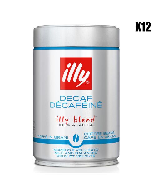 12 Boîtes de Café Grains Décaféiné - 12x250 gr