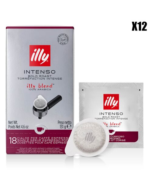 12 Boîtes de 18 Dosettes E.S.E Torréfaction Intense - 12x131 gr