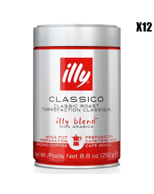 12 Boîtes de Café Moulu pour Cafetière Moka Torréfaction Classique - 12x250 gr