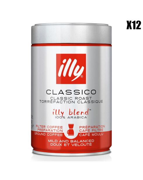 12 Boîtes de Café Moulu Cafetière Filtre Torréfaction Classique - 12x250 gr
