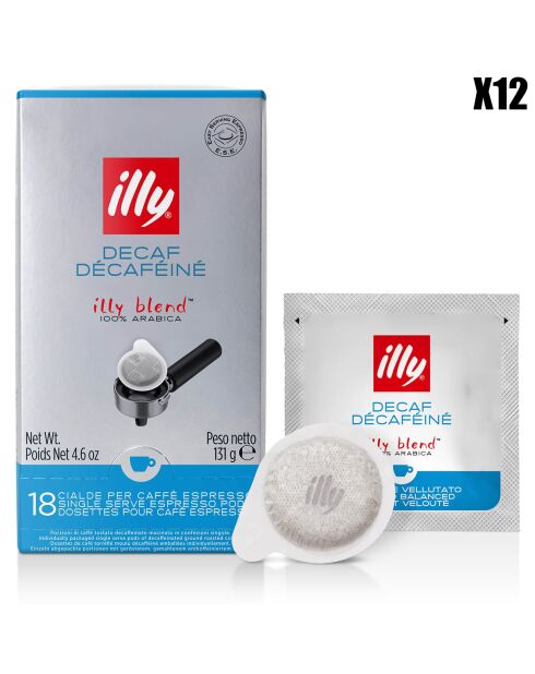 12 Boîtes de 18 Dosettes E.S.E Décaféinées - 12x131 gr