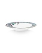 6 Assiettes creuses en Porcelaine Flower Festival  bleues - D.22 cm