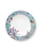 6 Assiettes creuses en Porcelaine Flower Festival  bleues - D.22 cm