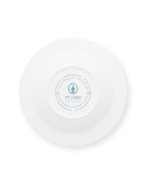 6 Assiettes creuses en Porcelaine Flower Festival  bleues - D.22 cm