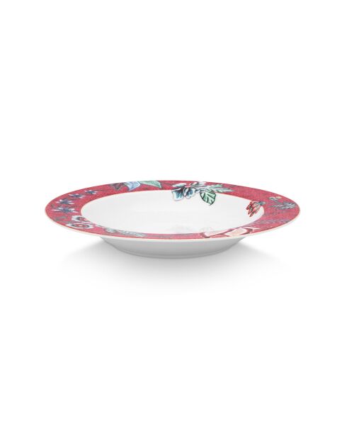 6 Assiettes creuses en Porcelaine Flower Festival  roses - D.22 cm