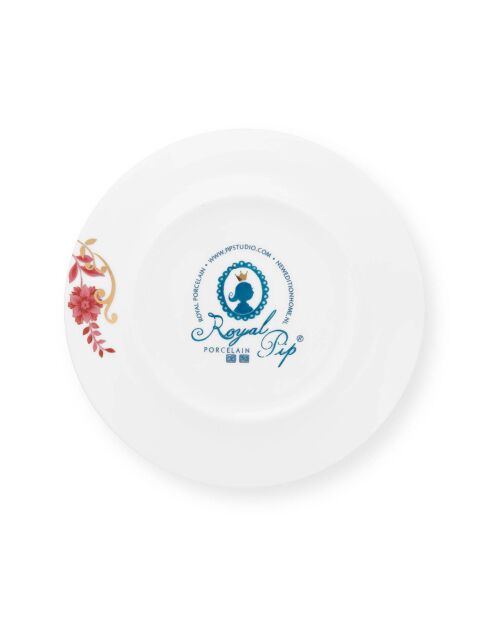 6 rosa Royal Stripes Porzellan-Brotteller, 17,4 x 17,4 x 1,9 cm