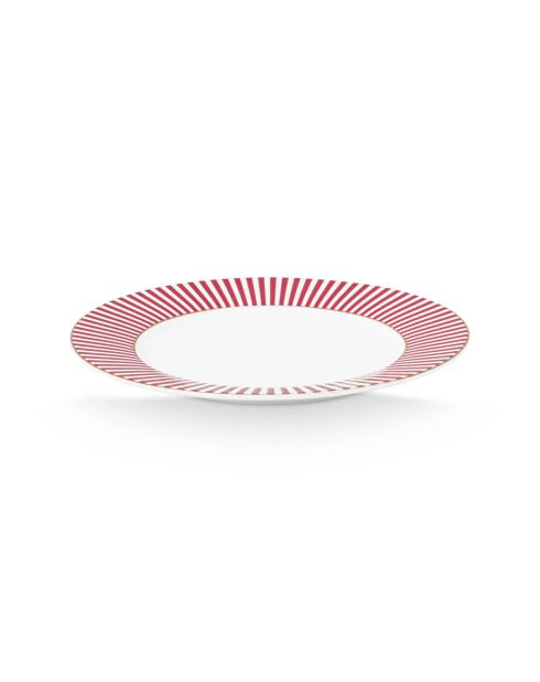 6 Assiettes à pain en Porcelaine Royal Stripes  roses - 17.4x17.4x1.9 cm