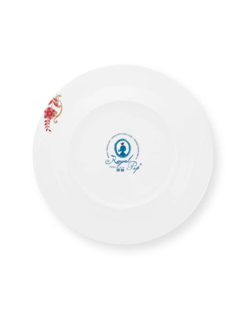 6 Assiettes plates en Porcelaine Royal  roses - D.27 cm