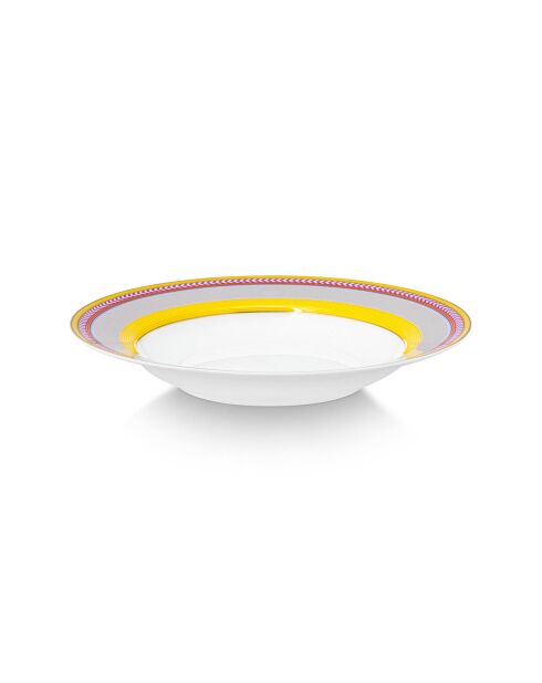 6 Assiettes creuses Pip Chique Stripes  jaunes - D.23.5 cm