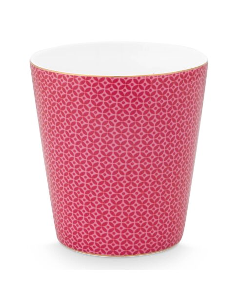 6 kleine Henkelbecher mit rosafarbenen Porzellanmustern von Royal Stripes — 8,3 x 8,3 x 9 cm