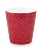 6 Petits mugs sans anse en Porcelaine  Royal Stripes Pois  roses - 8.3x8.3x9 cm