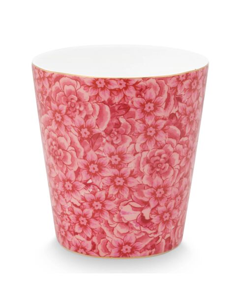 6 Petits mugs sans anse en Porcelaine Royal Stripes Fleurs roses - 8.3x8.3x9 cm
