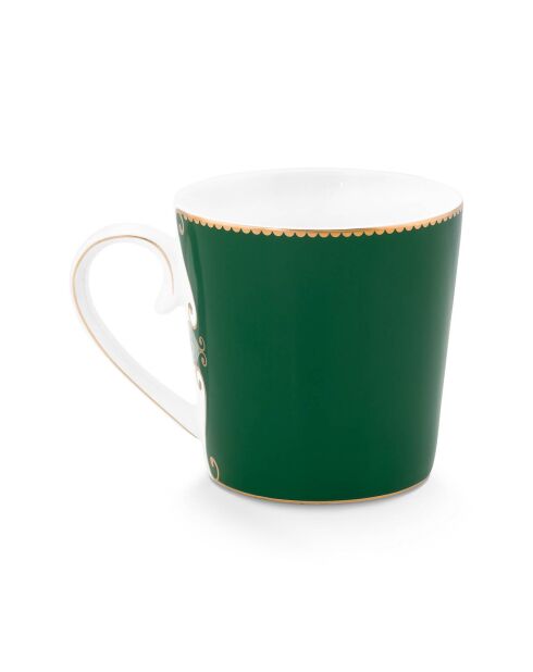 6 Grands mugs  en Porcelaine Love Birds Medaillon  verts - 8.5x12x8.2 cm