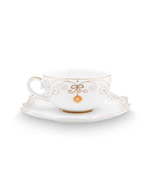 2 Tasses à thé en Porcelaine Royal Winter White  blanches - 9.9x12.5x5.5 cm