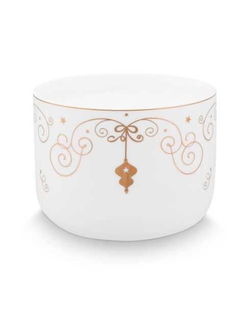 Royal Winter White porseleinen kaarsendoos wit - 11,7x11,7x9,6 cm