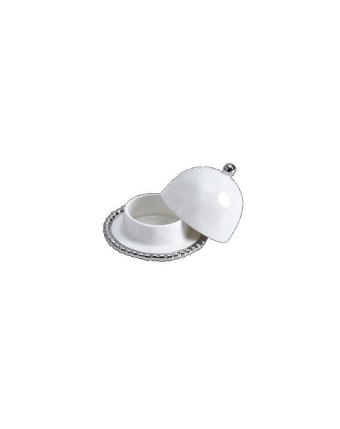 Salerno weiße runde Porzellan-Butterdose - D.9,5 cm