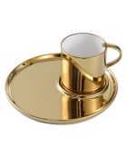 Tasse à Espresso & Assiette en Porcelaine For Coffee Lovers dorée - D.19 cm