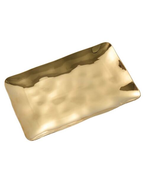 Plat rectangulaire en Porcelaine Moonlight doré - 25.4x40.6x2.5 cm