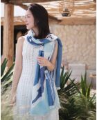 Etole en Coton Bio Calysto bleue - 70x200 cm