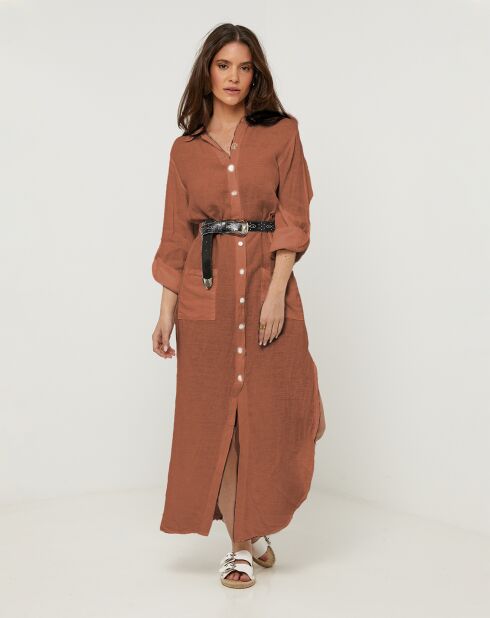 Robe 100% Lin Astrid rouille