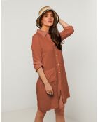 Robe 100% Lin Naomie marron