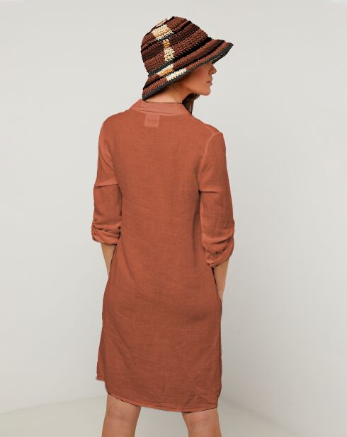 Robe 100% Lin Naomie marron