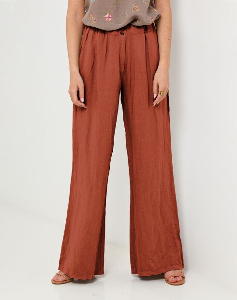 Pantalon 100% Lin Riga rouille