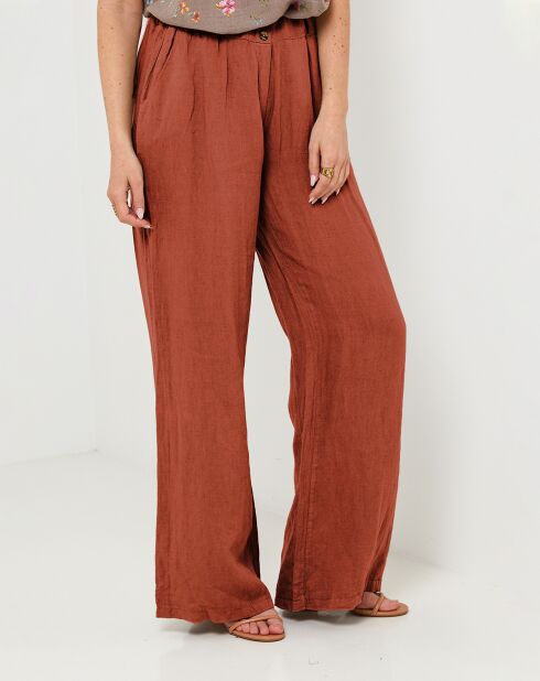 Pantalon 100% Lin Riga rouille