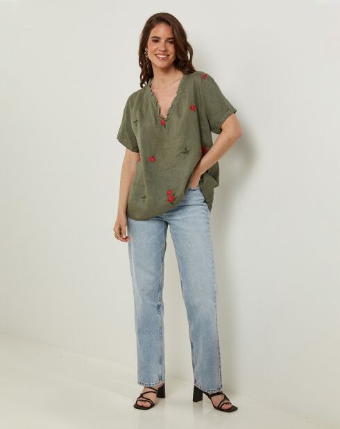 Top 100% Lin Armelle kaki