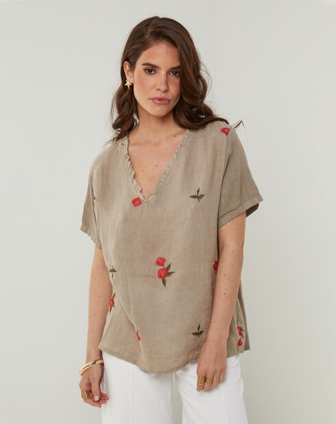 Top 100% Lin Armelle taupe