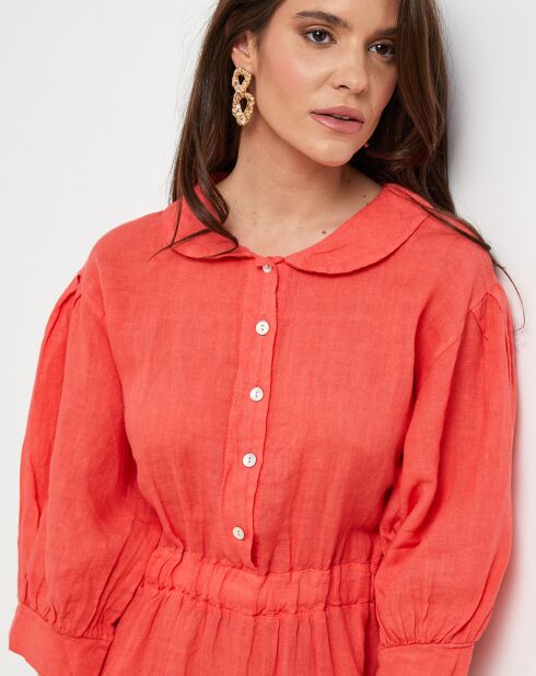 Robe 100% Lin Shana corail