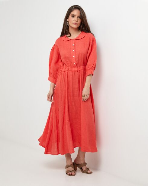 Robe 100% Lin Shana corail