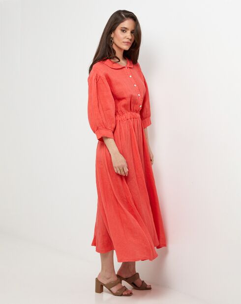Robe 100% Lin Shana corail