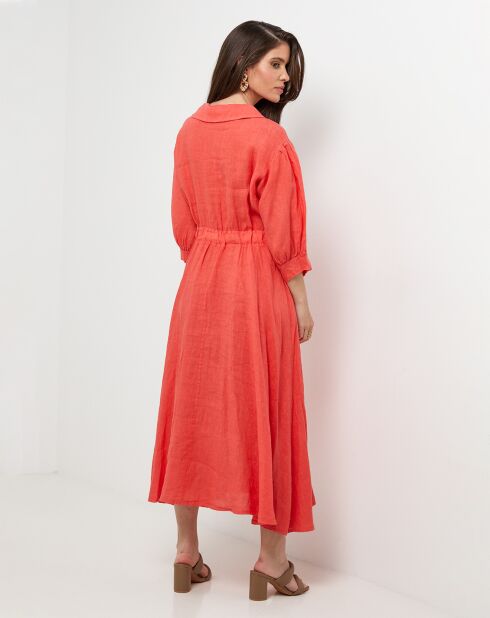 Robe 100% Lin Shana corail