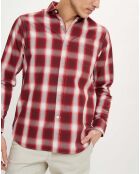 Chemise droite Geev à carreaux rouge