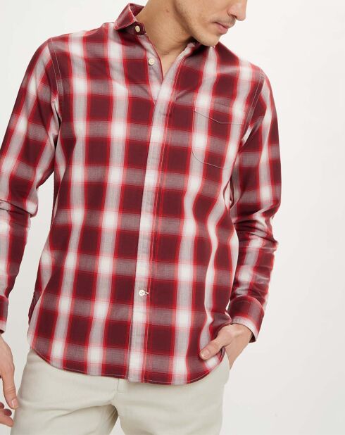 Chemise droite Geev à carreaux rouge